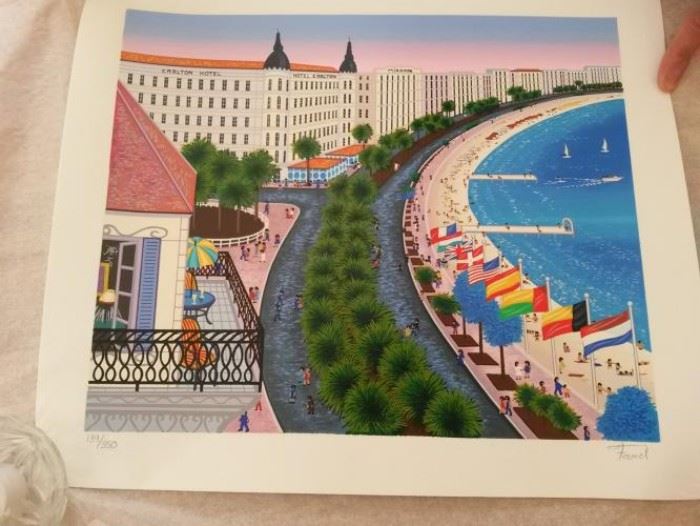 Cannes beach and promenade print
