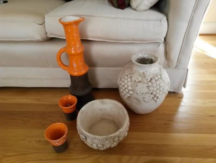 Orange pitcher, cups