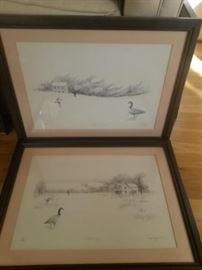 Pair of signed and framed drawings