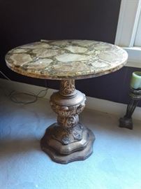 Round table with stone and acrylic