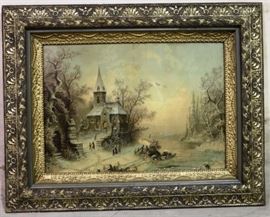 Antique gold leaf framed print