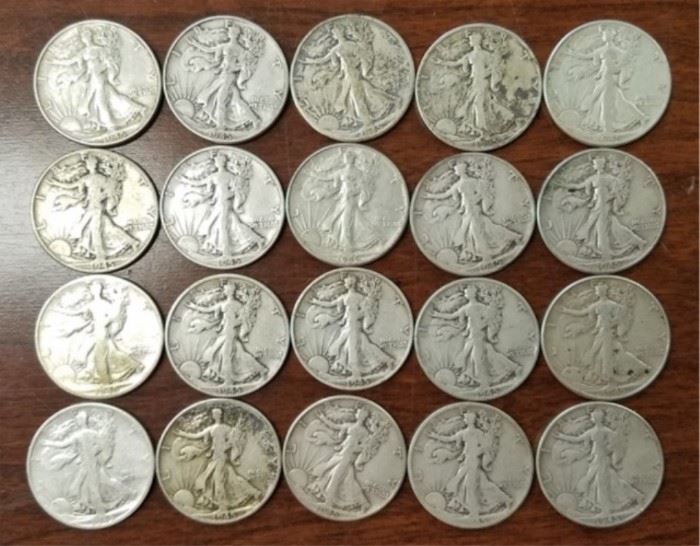 Silver Walking Liberty half dollars