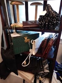 VINTAGE PURSES AND HAT STANDS