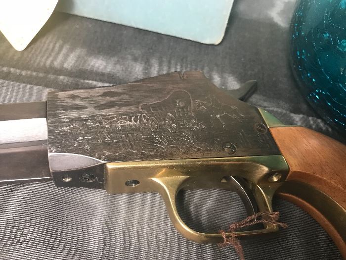 Connecticut Valley ASM Black Powder Gun With Gold Paning And Western Wagon Train Scenes