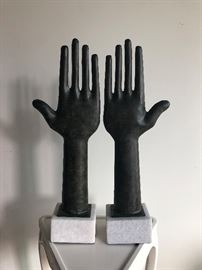 Spirit Hand Hand Sculpture With White Marble Base Dimensions 8ʺW × 4ʺD × 23ʺH