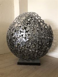 One-of-a-kind metal handmade flower sculpture spheres are by Miami Artist Nick Alain, a former designer for Gianni Versace Dimensions 36ʺW × 36ʺD × 36ʺH