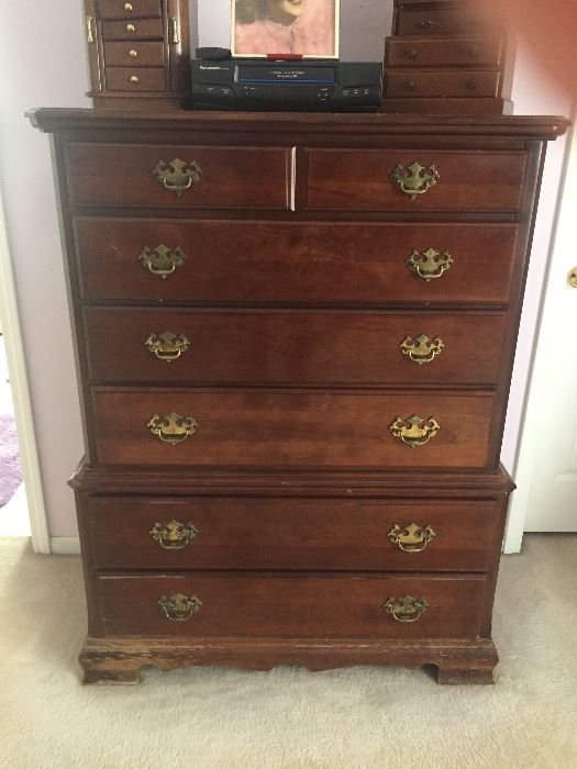 Cherry wood chest of drawers $250