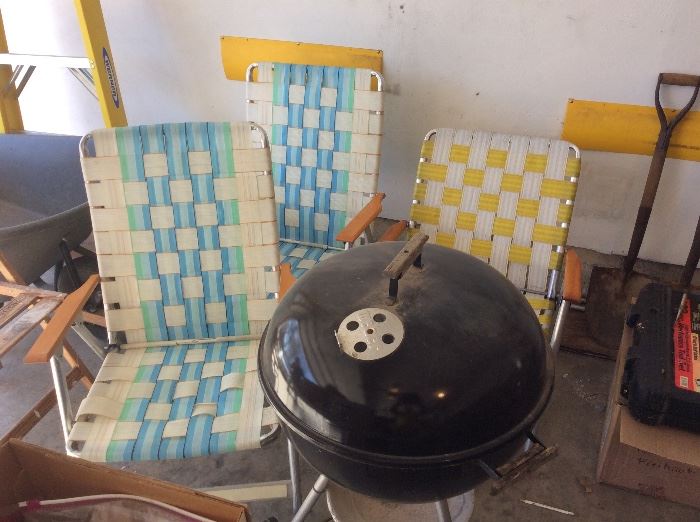 Weber kettle and lawn chairs 