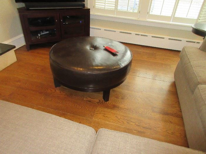 Round leather ottoman (sectional not for sale)