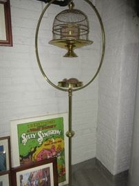 Brass bird cage and stand