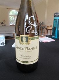 Chardonnay bottle signed by Ernie Banks 