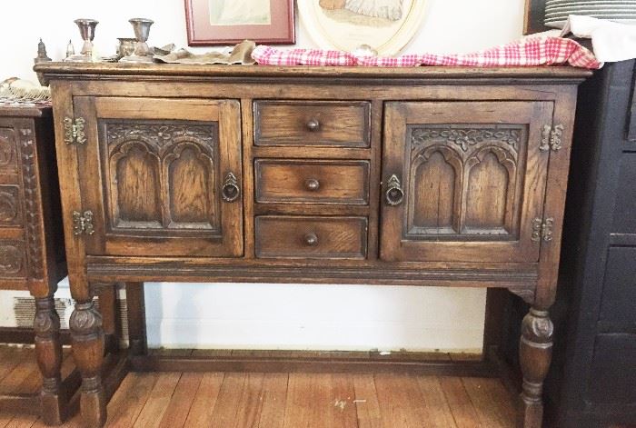 #30 Vintage Ethan Allen carved Spanish/Edwardian style buffet