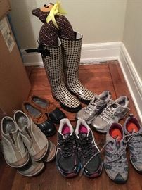 Size 7 running shoes, Sperry Topsider galoshes