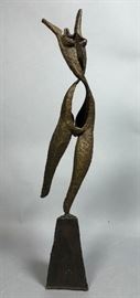 Lot 13 Modern Brutalist Female Nude Figure Metal Sculptu