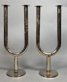 Lot 19 Pr HAGENAUER Austrian Modern Candlesticks. 2 silv