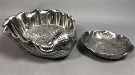 Lot 24 2pc ARTHUR COURT Pewter Serving Bowls. Large scal