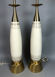 Lot 50 Pr Tall Brass  Ceramic Table Lamps. Speckled egg