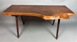Lot 52 Early GEORGE NAKASHIMA Walnut Free Edge Side Tabl