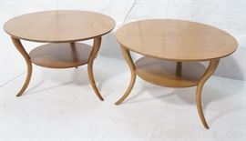 Lot 57 Pr ROBSJOHN GIBBINGS Round Walnut Side Tables. Sa