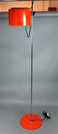 Lot 59 JOE COLUMBO Orange Enamel Floor Lamp. Chrome tube