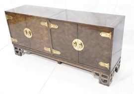 Lot 63 MASTERCRAFT Modernist Burl Wood Credenza Sideboar