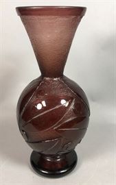 Lot 64 DEGUE FBS France Carved Cameo Glass Vase. Large b