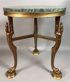 Lot 65 P.E. GUERIN Style Bronze Marble Side Table. Round