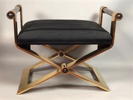 Lot 69 KARL SPRINGER Regency Style Brass Stool Bench. He