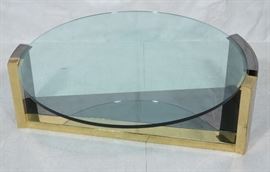 Lot 70 Modernist Round Glass 2 Tone Metal Cocktail Table