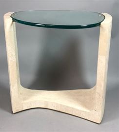 Lot 72 Modern Travertine Marble Tesserae Glass Top Table
