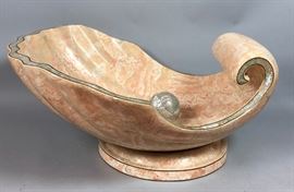 Lot 73 MAITLAND SMITH Style Pink Marble Shell Sculpture.