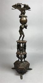Lot 78 Vintage Bronze Figural Sculpture Atlas  Globe. E