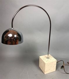 Lot 89 ROBERT SONNEMAN Travertine Marble Chrome Table La