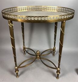 Lot 105 Oval Regency Inspired Brass Side Table. Oval mirr