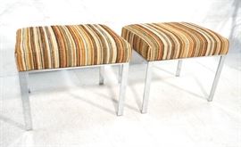 Lot 119 Pr Chrome Steel Frame Benches Stools. Flat chrome