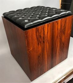 Lot 121 Rolling Rosewood Cube Side Table. 4 rosewood side