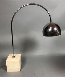 Lot 91 ROBERT SONNEMAN Travertine Marble Chrome Table La