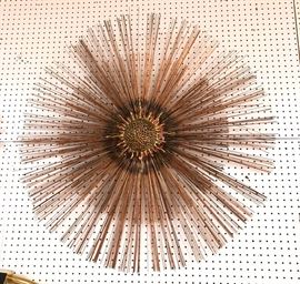 Lot 101 Brutalist Copper Rod Sunburst Wall Sculpture. Mul