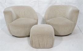 Lot 110 3pc VLADIMIR KAGAN Modern Seating. 2 Swivel barre