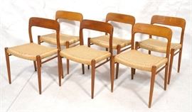 Lot 111 6 Danish Modern MOLLER Teak Dining Chairs. Woven 