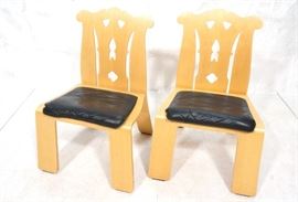 Lot 120 Pr ROBERT VENTURI Laminated Chippendale Chairs. L