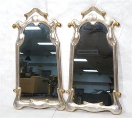 Lot 137 Pr Painted Art Nouveau Style Carved Wood Mirrors.