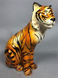 Lot 145 Italian Glazed Pottery Figural Tiger Sculpture. S