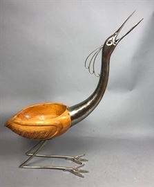 Lot 146 Italian Figural Carved Wood Metal Bird. Carved wo