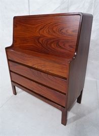 Lot 147 3 Drawer Danish Rosewood Drop Front Desk. Happy V