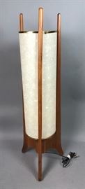 Lot 149 Modern Walnut Tri Leg Table Lamp. Bubble textured