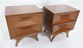 Lot 153 Pr American Modern Walnut Night Stands. 2 drawer 