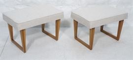 Lot 155 Pr Italian Style Oak Leg Benches Foot Stools. Mod