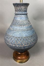 Lot 161 Lg Modernist Blue Glazed Ceramic Table Lamp. Swol