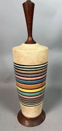 Lot 163 Modernist Rainbow Pottery Table Lamp. Textured ve